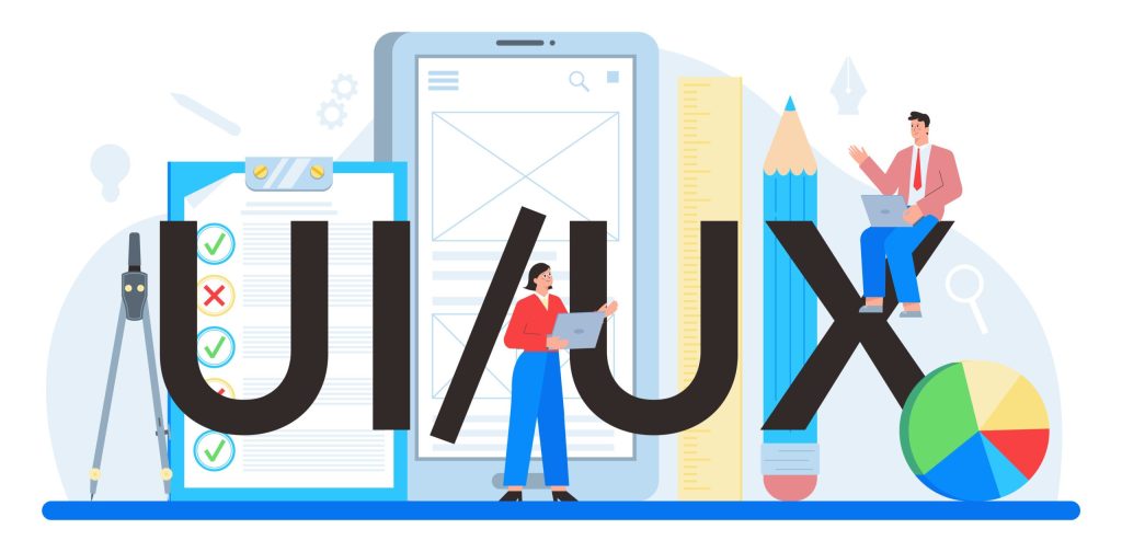 Typografische Überschrift für UX/UI. Verbesserung der App-Oberfläche.